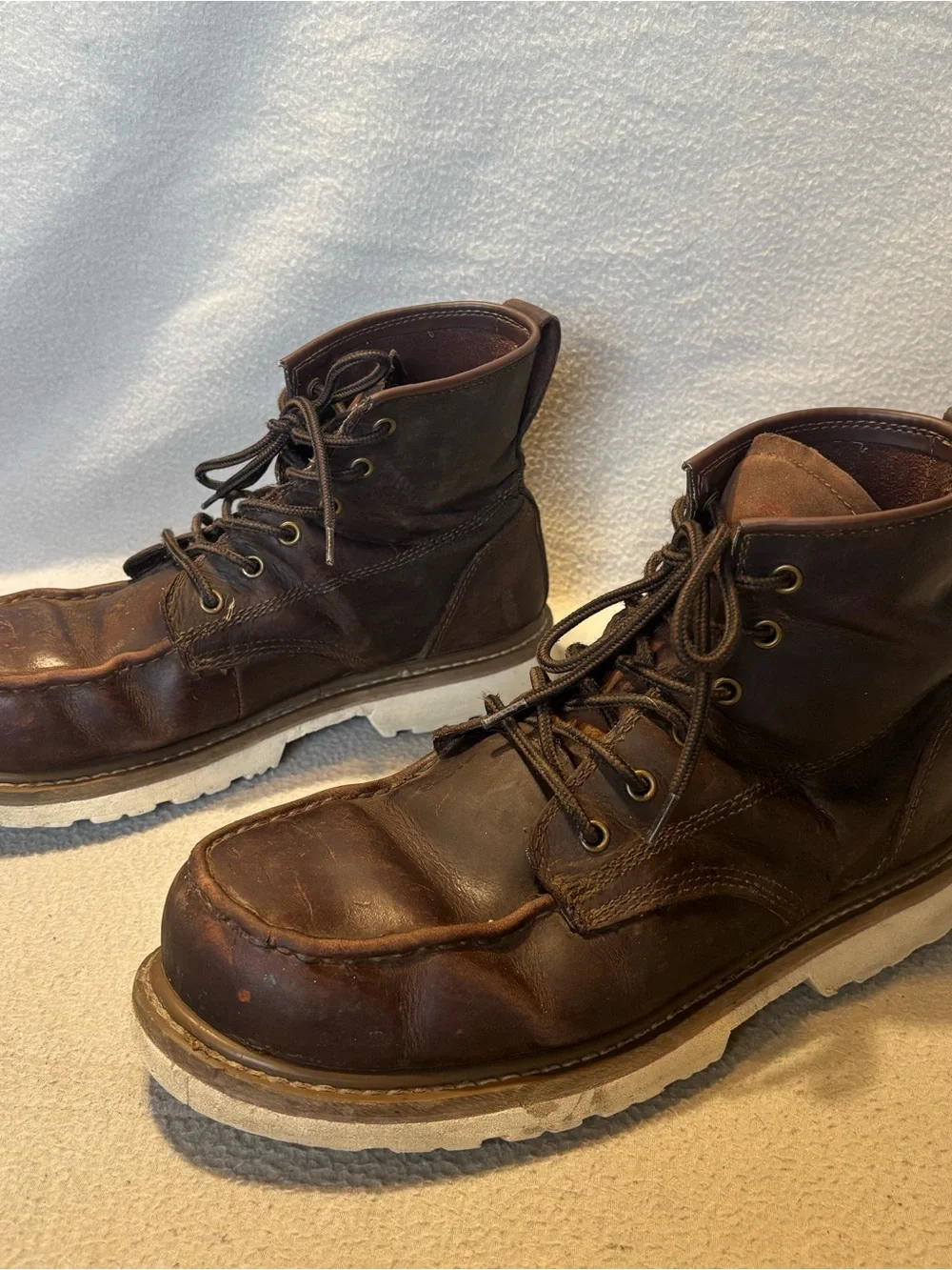 Brazos Wyatt Men's 11.5D Brown Leather Round Composite Toe Ankle Work Boots